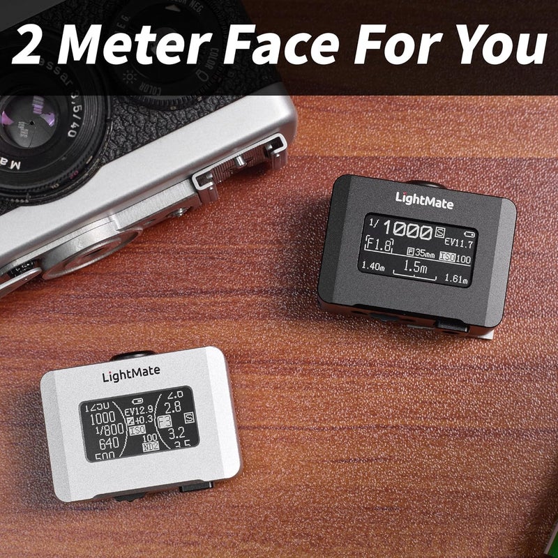 LightNova Store LightMate Area 2S Light Meter Photography & OV-X1 17° Retro Viewfinder, 0.96" Large OLED Screen, Ultra-Compact, Rechargeable Battery, for Leica & Other Film Cameras, Sliver - Image 5